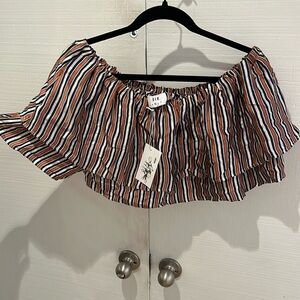 Stripped silk crop top